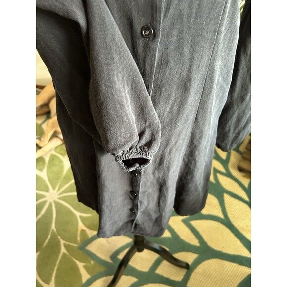 ZARA Front Lace Long Sleeve Button Front Dress Size Medium Black  Gothic - Picture 7 of 12